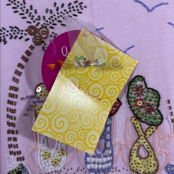 Quacker Factory Pink Long Sleeve Kids Tee with Embroidered Beach Design - Picture 3 of 5